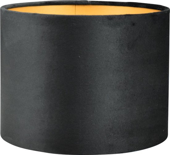 Abat-jour Cylindre - 20x20x15cm - Alice velours noir - intérieur doré
