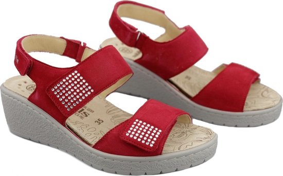 Mobils by Mephisto PAM SPARK dames Sandaal - Rood - EXTRA BREED - Maat 40