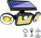 4. Buitenlamp met bewegingssensor – Buitenverlichting Zonne Energie – Sensor – Solar – Dag Nacht Sensor – 100 LEDS – Zwart – Zeer veel licht