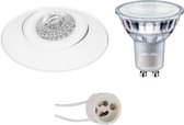PHILIPS - LED Spot Set - MASTER 927 36D VLE - Proma Nivas Pro - GU10 Fitting - DimTone Dimbaar - Inbouw Rond - Mat Wit - 4.9W - Warm Wit 2200K-2700K - Trimless - Kantelbaar - Ø150mm
