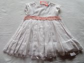 noukie's , jurk , feest kleedje , wit stip rose , met onderrok , 18 maand , 86
