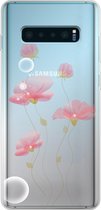 Samsung Galaxy S10+ - Smart cover - Transparant - Rozebloem