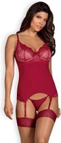 Rosalyne Jarretelkorset - Rood - Dames Lingerie - L/XL - Jarretel Setjes - Rood - Discreet verpakt en bezorgd