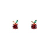 Rode Appel Oorknopjes - 14 karaat verguld - Dames Sieraden - Dottilove