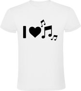 I love music Heren t-shirt | ik hou van muziek | muziek | zanger | dj | muzieknoten | instrumenten | grappig | cadeau | Wit