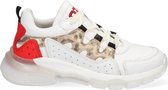 Braqeez 421270-500 Meisjes Lage Sneakers - Wit/Print - Leer - Veters