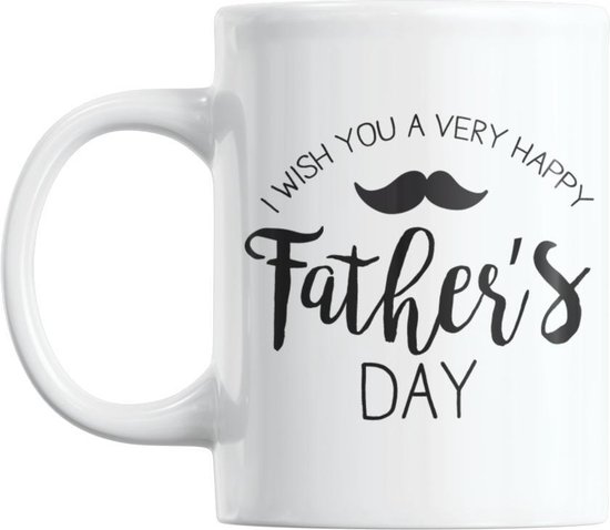 Studio Verbiest - Mok met tekst - Vaderdag - I wish you a very Happy father's day (4) - 300ml ( Vader / Papa / Cadeau / Koffie / Thee )