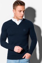 Sweater - v-hals - vaste overhemd boord - navy - e120