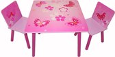 Kindertafel en 2 stoelen Butterfly - Hout - Speeltafel - Knutseltafel - Tekentafel - Zitgroep