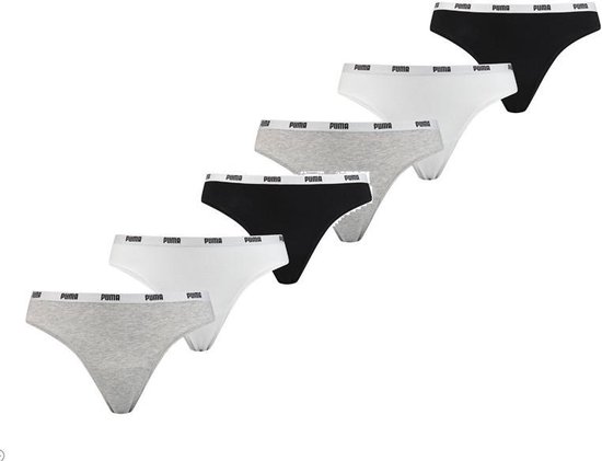 Puma 6-pack dames strings - wit/grijs/zwart | bol.com