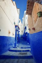 Schilderij - Steeg - blauw - Collectie Travel stories - Dibond wit - 98x148cm