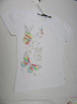 rumbl ,meisje, t-shirt korte mouw , wit vlinders,  116 / 122  - 6 / 7 jaar