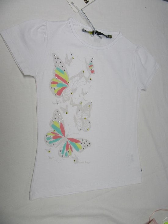 rumbl, fille, t-shirt à manches courtes, papillons blancs, 116/122 - 6/7 ans