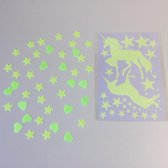 Muurstickers Kinderkamer - Glow In The Dark - Unicorns - 28 x 20 Cm