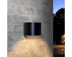 RexTech Solar wandlamp buiten 'Sven' - Rond - Down light - IP54 - Warm wit licht (2700K) - 20 lumen - Antraciet
