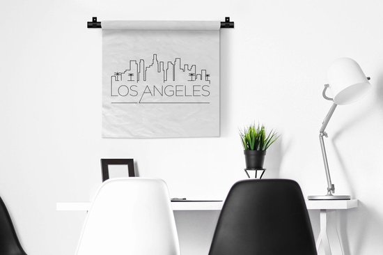 Tapisserie Villes du monde - Skyline Los Angeles blanc Tapisserie en coton 60x60 cm - Tapisserie avec photo