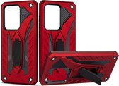 Voor Galaxy S20 Ultra Shockproof TPU + PC beschermhoes met houder (rood)