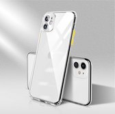 Voor iPhone 11 Pro Max Color Button Clear Full Coverage Shockproof TPU Case (Geel)