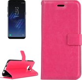 Voor Galaxy S8 Retro Crazy Horse Texture Horizontaal Flip Leren Case met Houder & Kaartsleuven & Portemonnee & Fotolijst (Magenta)