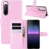 Voor Sony Xperia 10 II Litchi Texture Horizontal Flip beschermhoes met houder & kaartsleuven & portemonnee (roze)