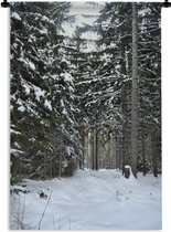 Wandkleed Kerst - De winterbomen in het bos bij Wenen in Oostenrijk Wandkleed katoen 60x90 cm - Wandtapijt met foto