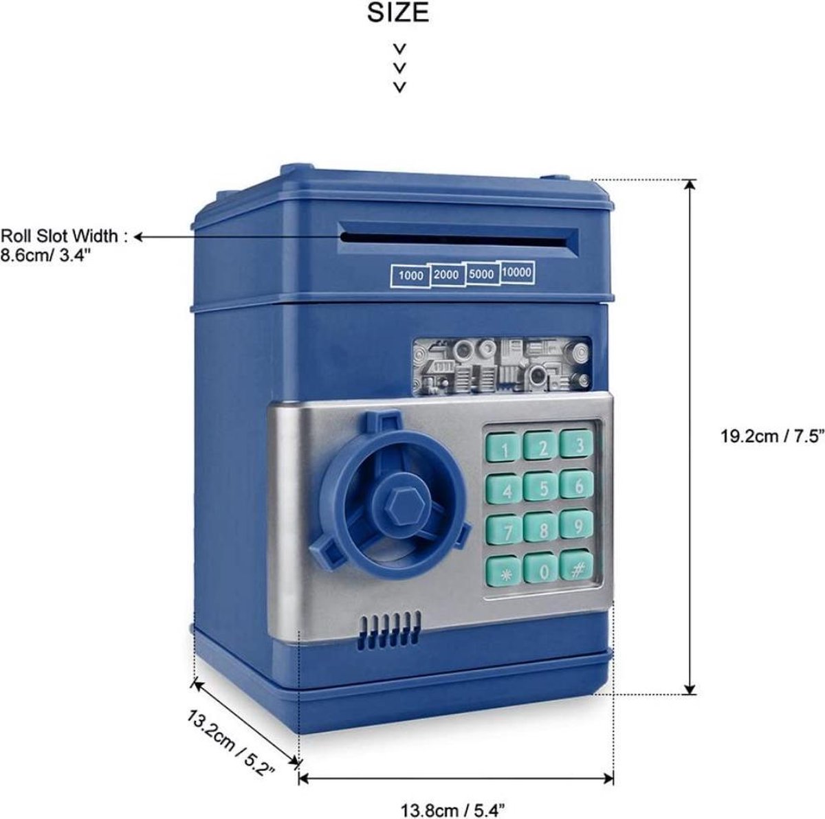 Coffre-fort Jouet Pour Enfants Automatique À Musique, Avec Rouleau De Pièces,  Boîte À Argent Bleue, Boîte De Sécurité Avec Mot De Passe Et Motif De  Dessin Animé