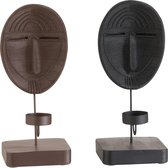 J-Line Masker Etnisch Op Voet Poly Zwart/Bruin Assortiment Van 2