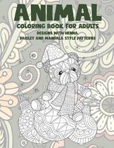 Animal - Coloring Book for adults - Designs with Henna, Paisley and Mandala Style Patterns
