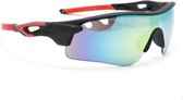 MILAN ROSSO - Matt Zwart/Rood Polorized Sportbril met UV400 Bescherming - Unisex & Universeel - Sportbril - Zonnebril voor Heren en Dames - Fietsaccessoires