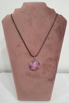 Chanerie | Ketting | Collier | Leer | Bruin | Hanger | Steen | 51 cm