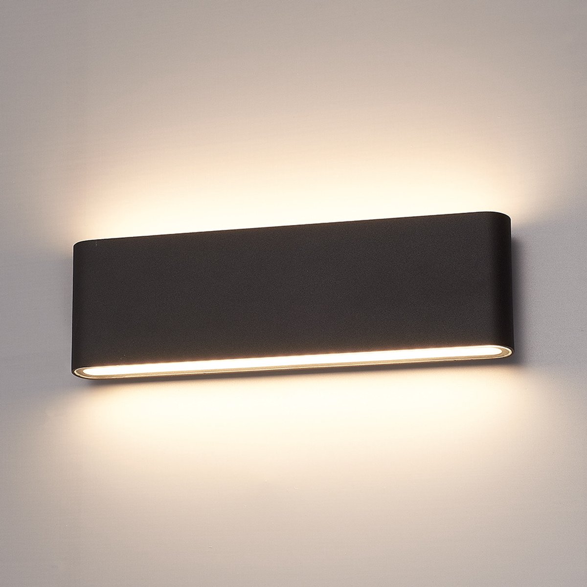 LED Wandlamp - Dallas XL - Zwart - 24W - IP54 - Dimbaar - 3000K