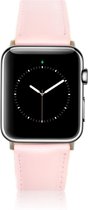 Geschikt voor Apple Watch Bandje - Nude Roze Leer - 42/44/45mm - Red Connectors - Oblac®