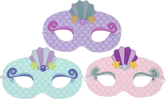 Zeemeermin Maskers |  Meermin Masker voor Kinderfeestje | 3 stuks