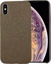 Voor iPhone XS Max Fabric Style TPU beschermende schaal (bruin)