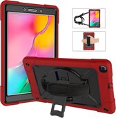 Voor Galaxy Tab A 8.0 (2019) T290 Contrastkleur Siliconen + PC-combinatiehoes met houder (rood + zwart)