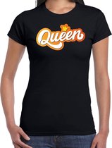 Queen Koningsdag t-shirt - zwart - dames -  koningin t-shirt / kleding / outfit S