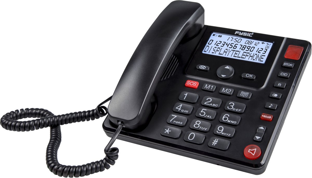 Fysic FX-3940 - Bureautelefoon met display voor senioren, zwart