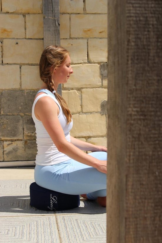 Meditatiekussen - Meditatiekussen-yoga kussen - yoga prop - yoga artikelen - yoga accessoires -biologisch boekweit- blauw van MEDI — afbeelding 2