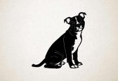 Wanddecoratie - Hond - Engelse Stafford 7 - XS - 26x25cm - Zwart - muurdecoratie - Line Art