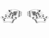 RVS oorbellen-steker-zilverkleur- kroontje-ster-Charme Bijoux