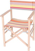 Kleurmeester.nl - Bistro set June Sunset - Balkonset - Opklapbaar - Beukenhout - Outdoor stof - Sunbrella | Roze / Oranje / Beige Gestreept