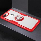 Krasbestendige TPU + acryl ringbeugel beschermhoes voor OPPO R15 Pro (rood)