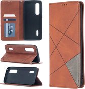 Voor OPPO Find X2 Pro Rhombus Texture Horizontale Flip Magnetische Leren Case met Houder & Kaartsleuven (Bruin)