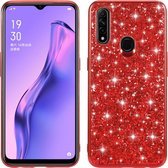 Voor OPPO A8 / A31 glitterpoeder schokbestendig TPU beschermhoes (rood)