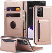 Voor Samsung Galaxy Note20 5G Sterk magnetisme Schokbestendig Horizontaal Flip Vloeibaar aanvoelend lederen hoesje met houder & kaartsleuven & portemonnee (rose goud)