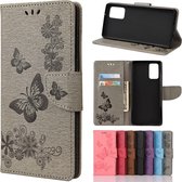 Voor Samsung Galaxy Note20 Ultra vlinders reliëf horizontale flip lederen tas met houder & kaartsleuven & portemonnee (grijs)