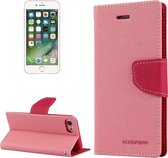 GOOSPERY FANCY DAGBOEK voor iPhone 8 & 7 Cross Texture horizontale flip lederen tas met kaartsleuven & portemonnee en houder (roze)