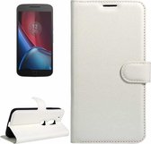 Voor Motorola Moto G4 Spelen Litchi Textuur Horizontale Flip Leren Case met Magnetische Gesp & Houder & Kaartsleuven & Portemonnee (Wit)