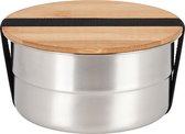 Boîte à lunch / saladier ronde personnalisée en acier inoxydable et bambou - Boîte à pain avec eigen naam ou texte
