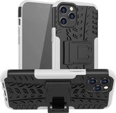 Voor iPhone 12 Pro Max Tyre Texture Shockproof TPU + PC beschermhoes met houder (wit)